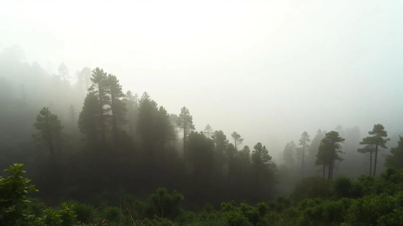 Floresta com névoa em Canela, Serra Gaúcha